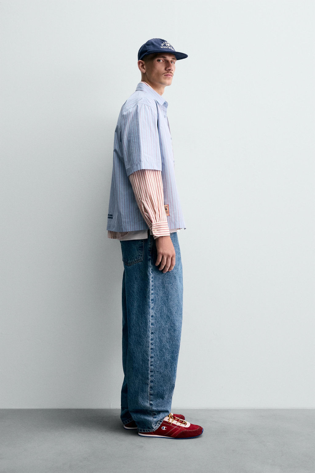 STRIPED SHIRT WITH PATCHES CHAMPION ® X ZARA  фото 4