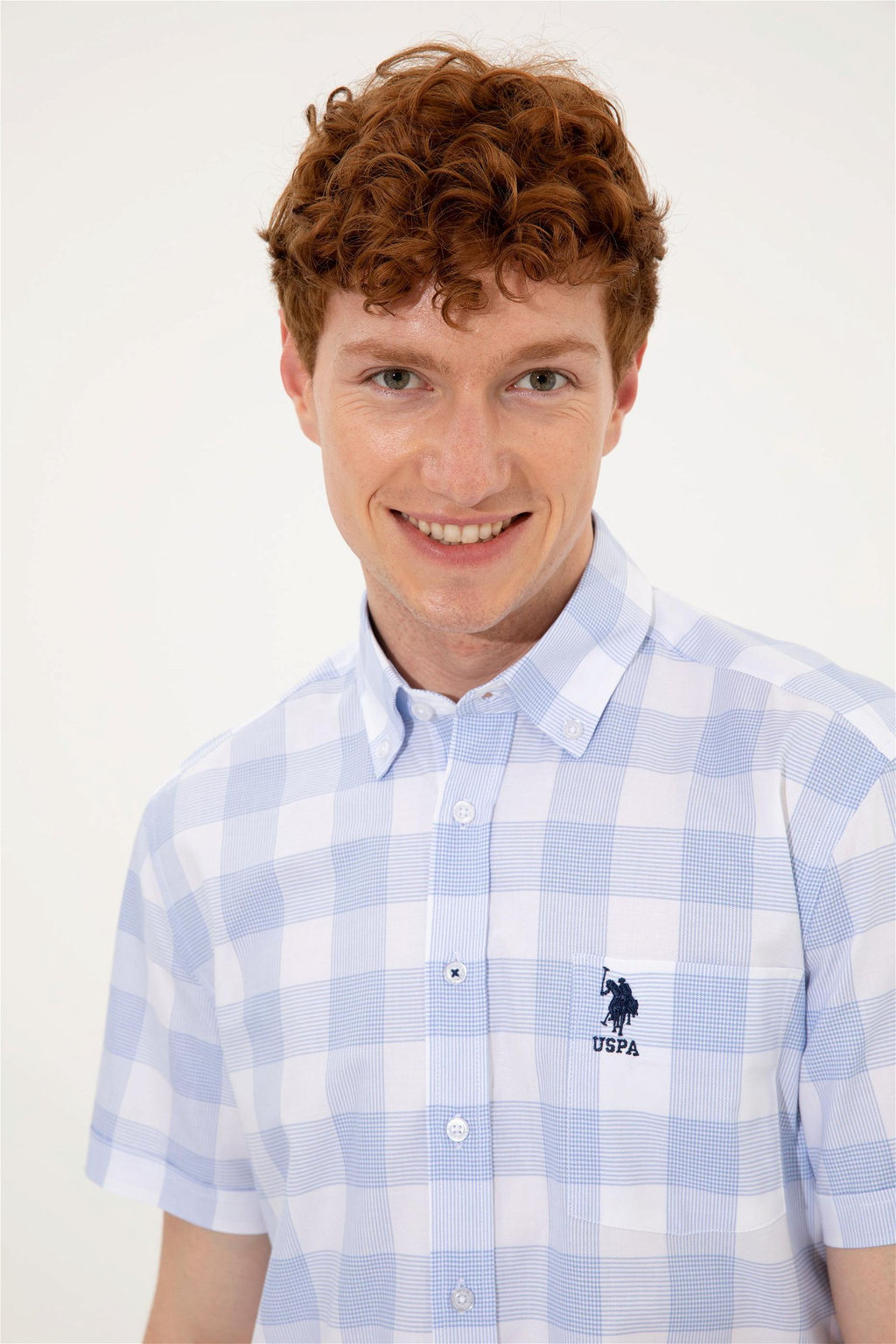 U. S. Polo Assn Мужская синяя рубашка с коротким рукавом - U.s. polo assn фото 8