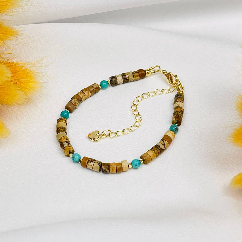 Браслет из песочной Яшмы и Бирюзы - Радуга самоцветов фото 2