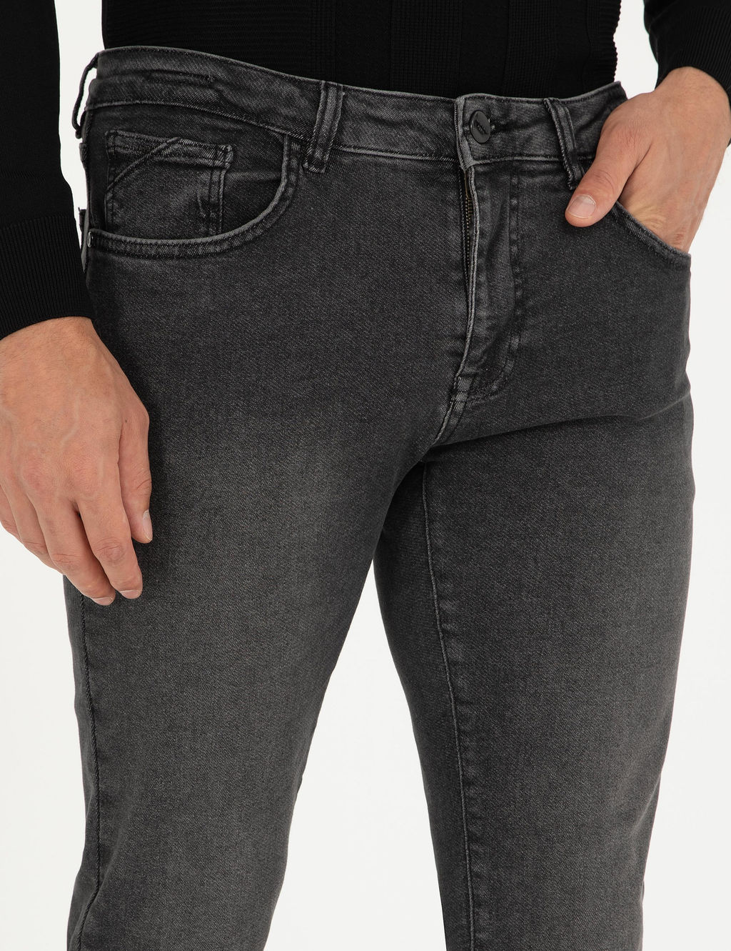 Antrasit Slim Fit Jean Pantolon