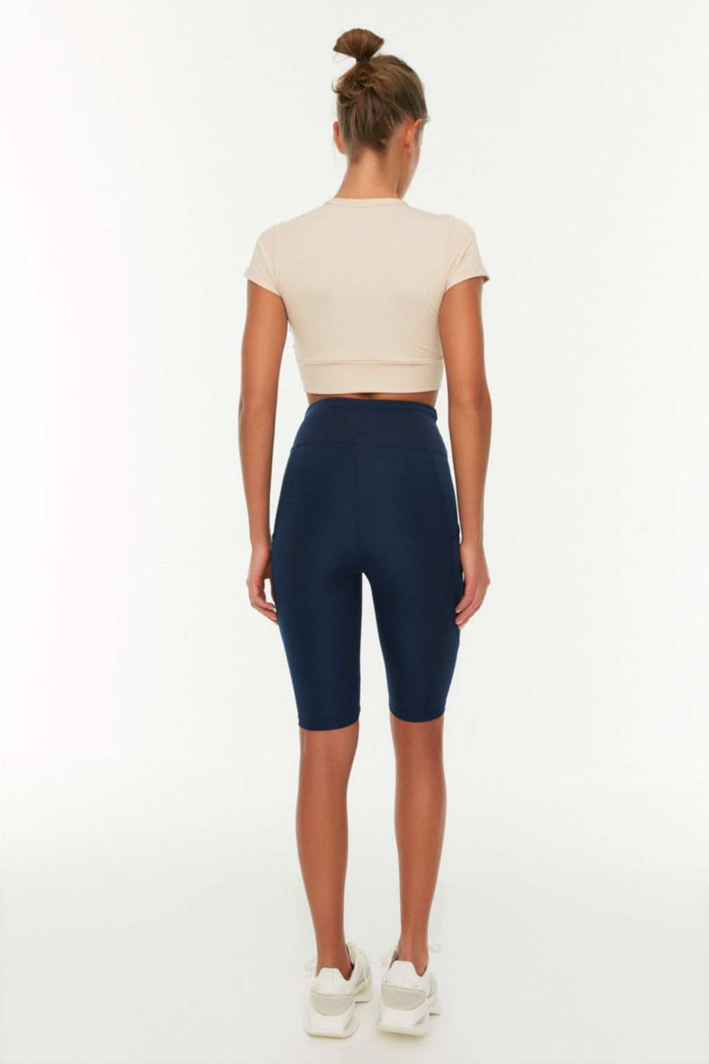 TRENDYOLMILLA Lacivert Toparlay?c? Yuksek Bel Cep Detayl? Orme Spor Biker/Bisikletci/K?sa Tayt TWOAW21TA0064 фото 5