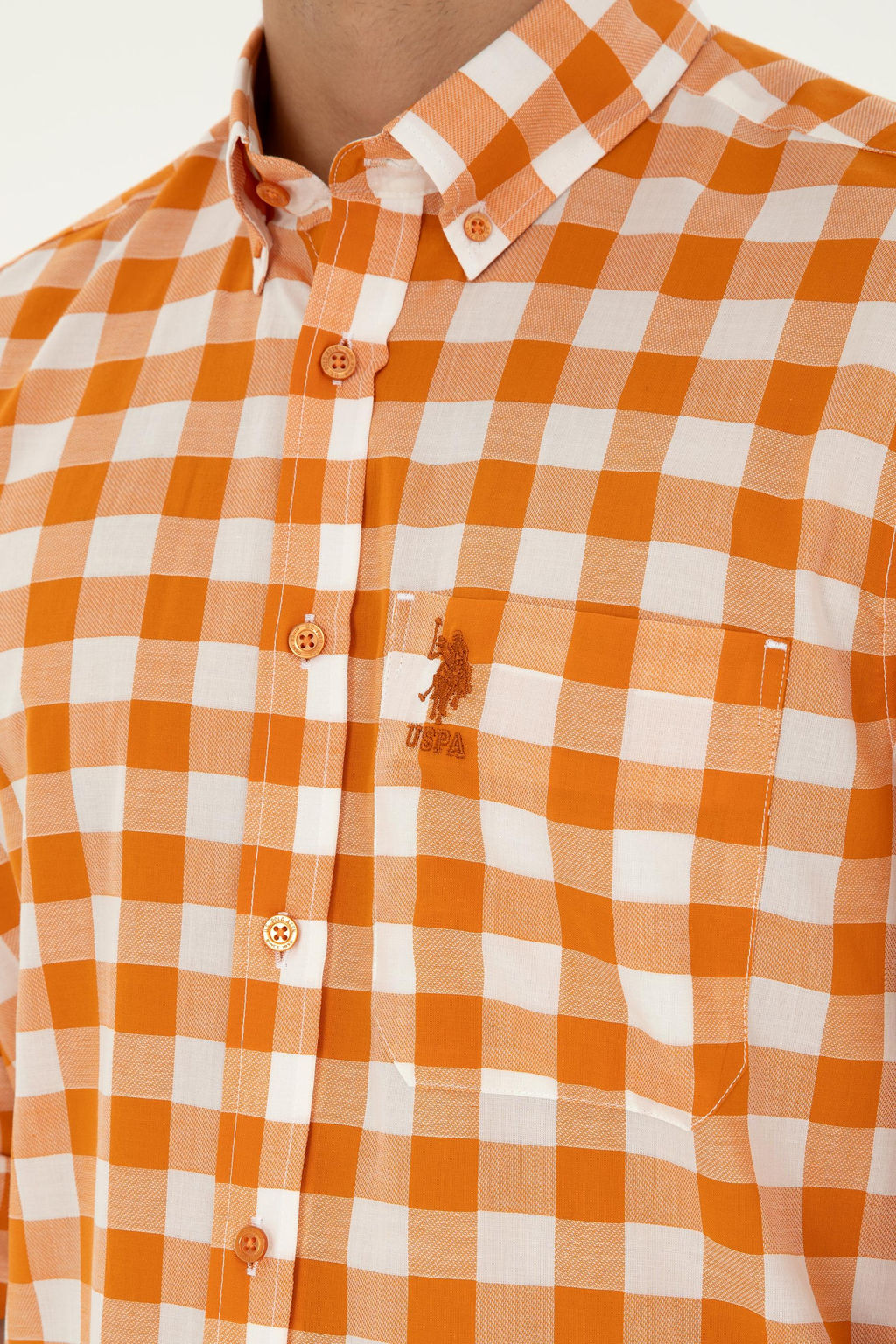 Мужская рубашка с длинным рукавом кирпичного цвета - U.s. polo assn фото 7