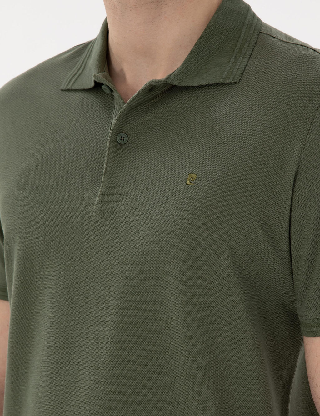Haki Regular Fit %100 Pamuk Polo Yaka Basic Ti__rt