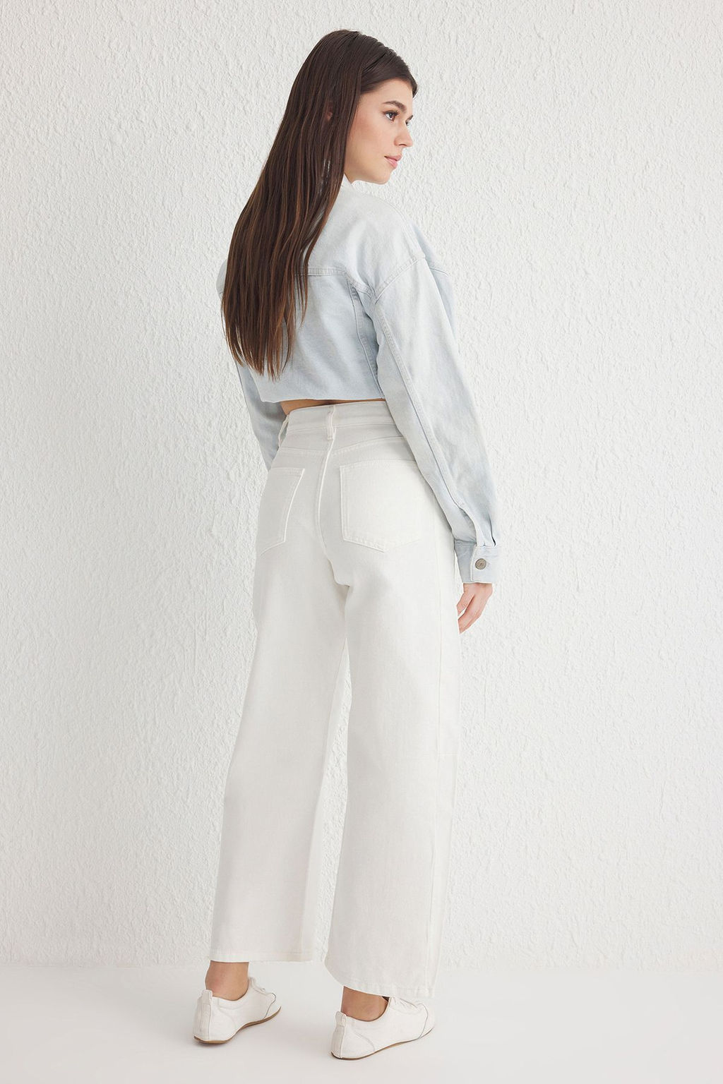 Beyaz Dikis Detayl? Yuksek Bel Baggy Jeans TWOSS25JE00165 - Trendyolmilla фото 5