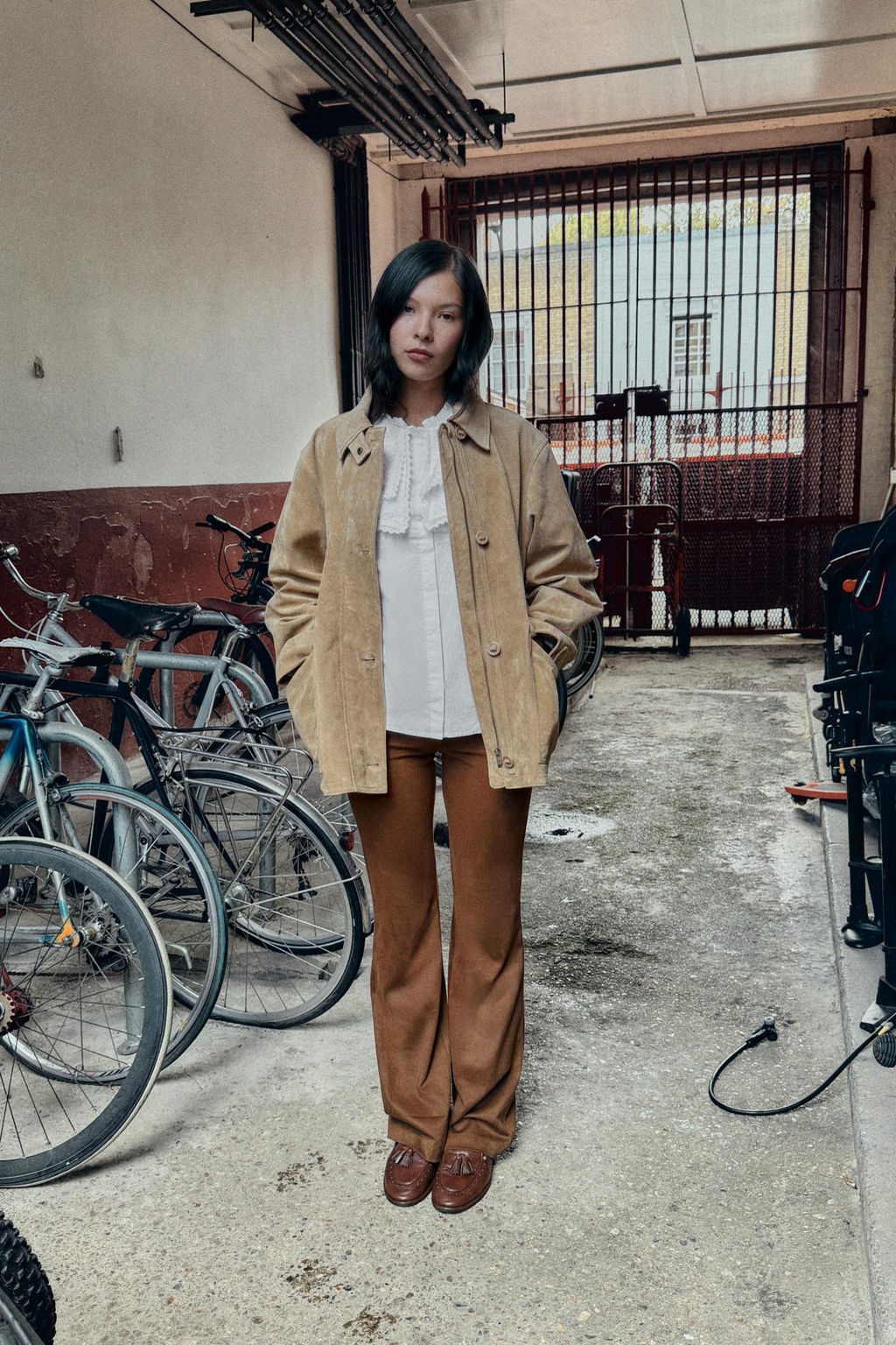 FAUX LEATHER FLARE TROUSERS