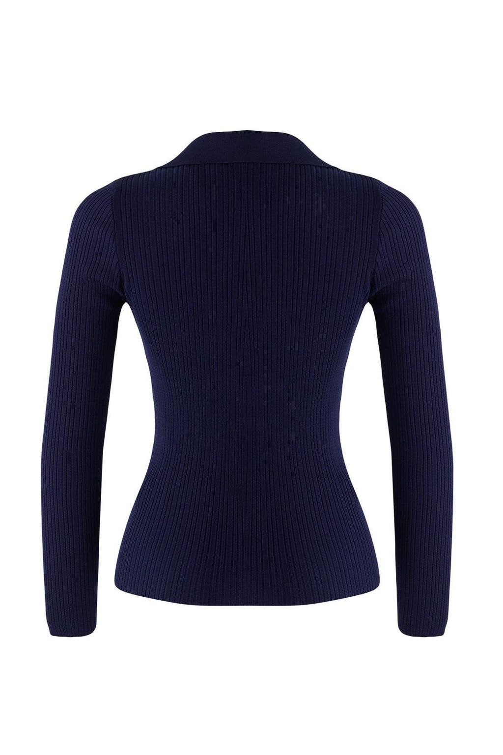 Wardrobe Essentials Lacivert Fitted/Vucuda Oturan Merserize Gorunumlu Triko H?rka TWOAW26HI00113