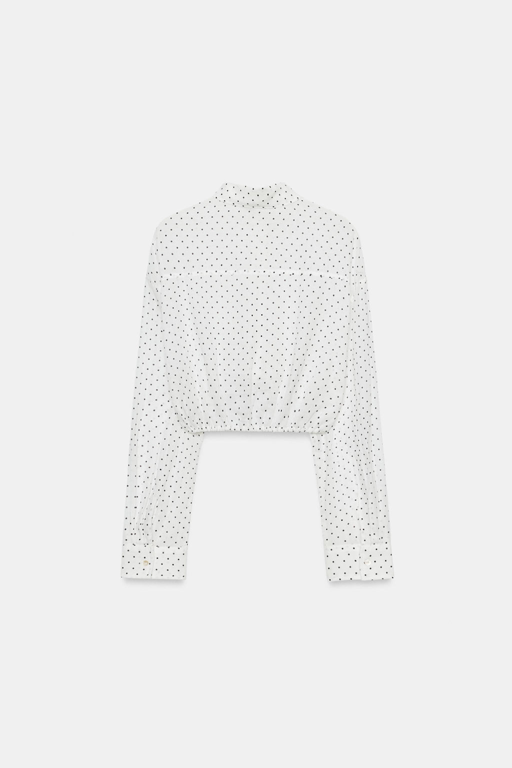 CAMISA GASA CROP CORD?N AJUSTABLE LUNARES / Negro / Blanco