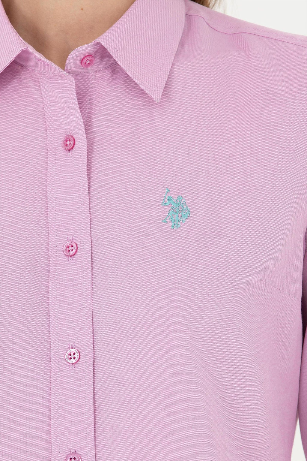 Женская фиолетовая базовая рубашка с длинным рукавом - U.s. polo assn фото 7