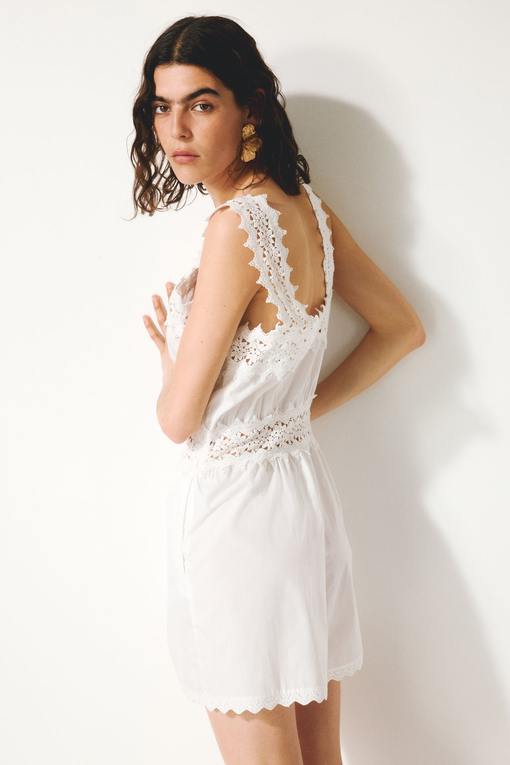 Lace-detail cotton playsuit - H&m фото 6