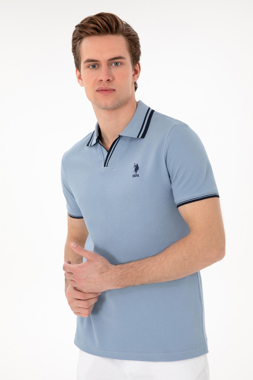 Erkek Slim Fit Polo Yaka Mavi Ti__rt Sepette S_rpriz _ndirim - U.s. polo assn фото 3