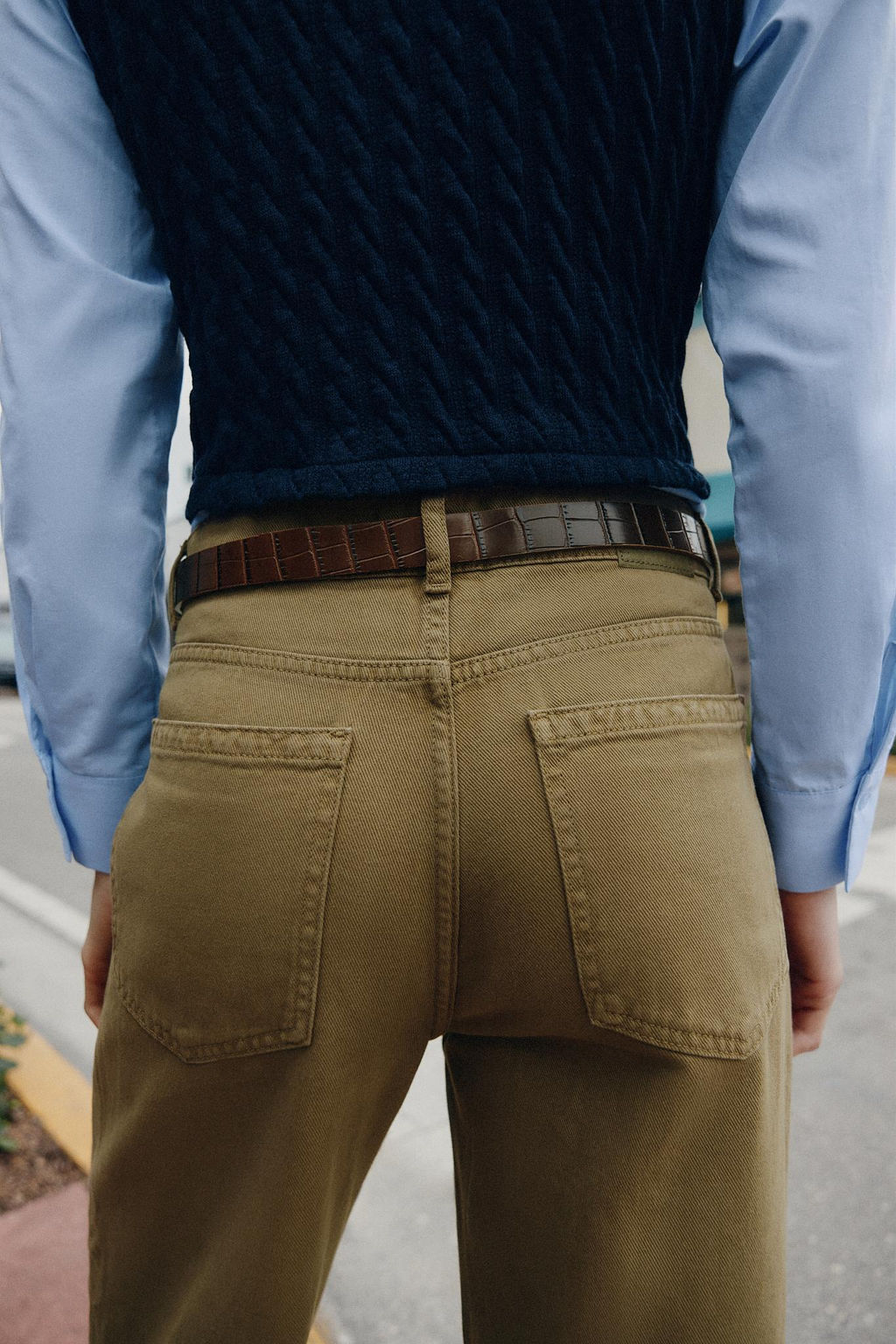 JEANS Z1975 WIDE LEG CINTUR?N / Khaki - Zara фото 5