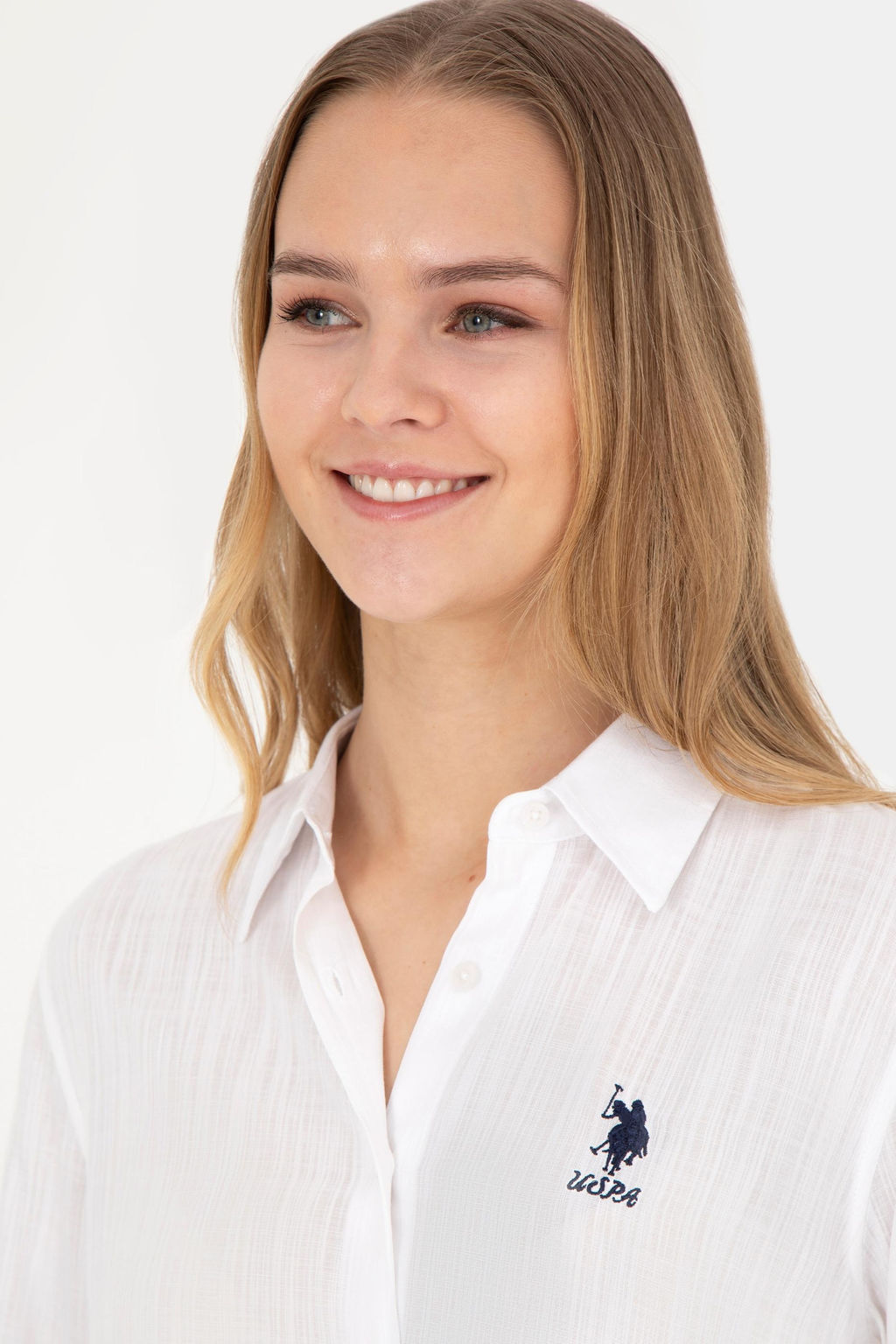 Женская белая рубашка с длинным рукавом - U.s. polo assn фото 9