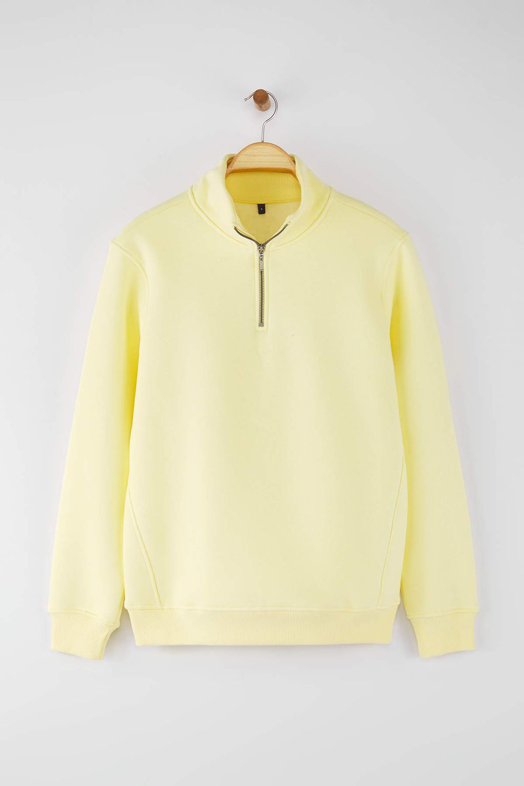 Sar? Regular/Normal Kesim Dik Yaka Fermuarl? Pamuklu Basic Ici Polarl? Sweatshirt TMNAW24SW00041