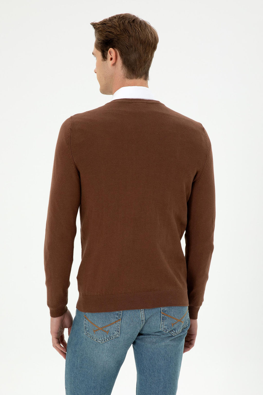 Мужской коричневый базовый свитер Неожиданная скидка в корзине - U.s. polo assn фото 5