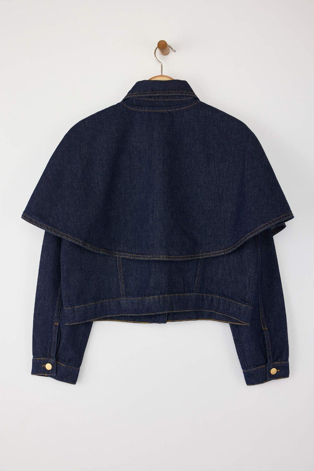 Kahverengi C?kar?labilir Pelerinli Denim Panco Ceket TWOAW26CE00001 - Trendyolmilla фото 6
