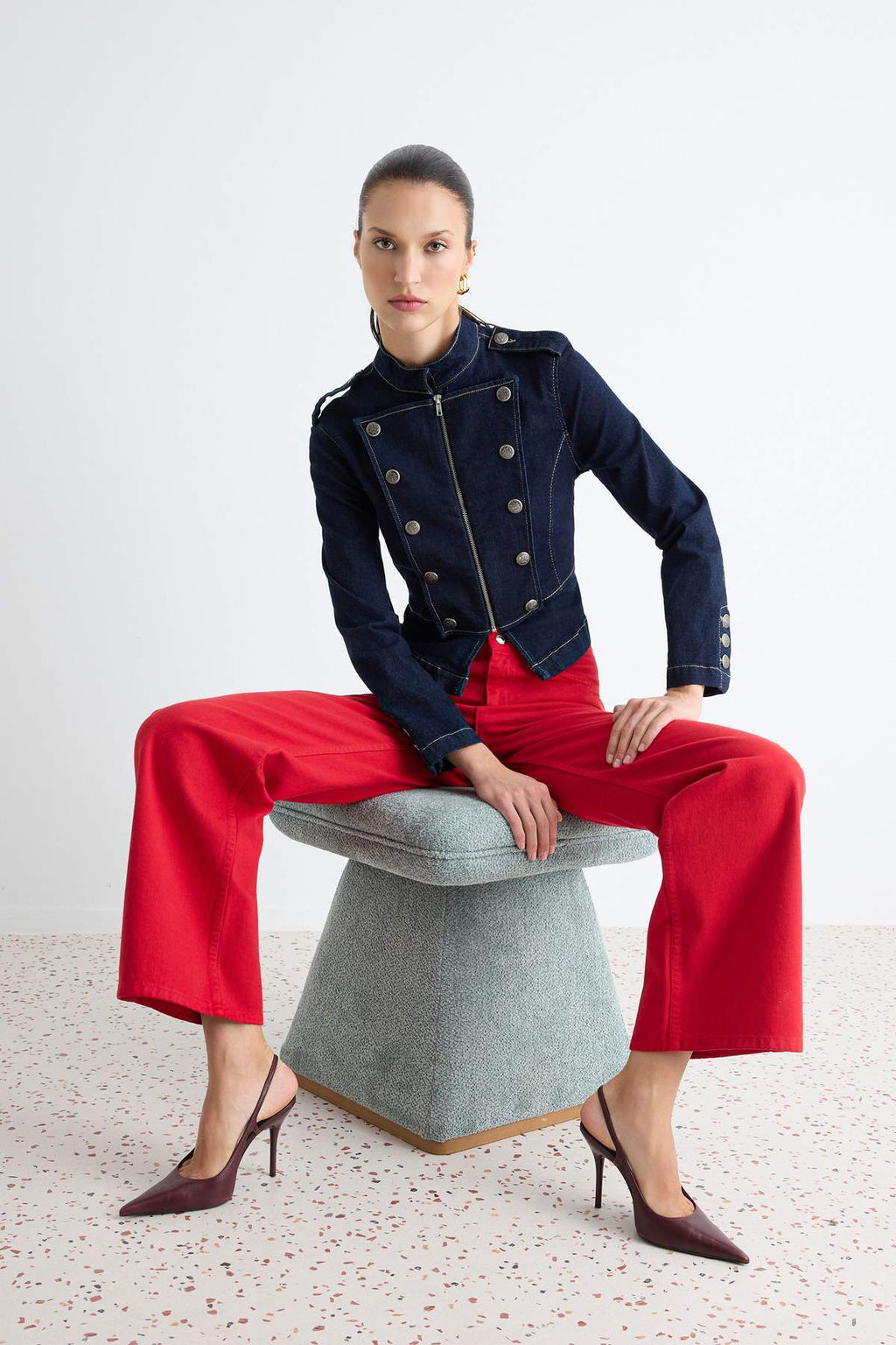 K_rm_z_ %100 Pamuk Y_ksek Bel Wide Leg Jeans TWOAW27JE00024 - Trendyolmilla фото 2