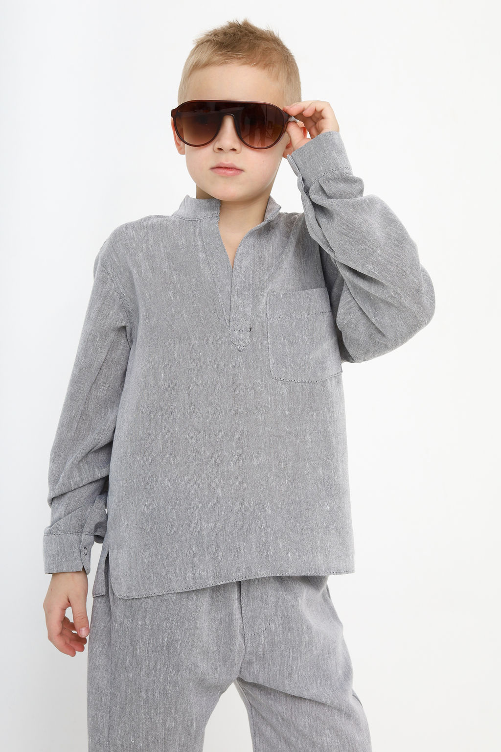 Рубашка в полоску Лен, черная - Inzibe фото 5