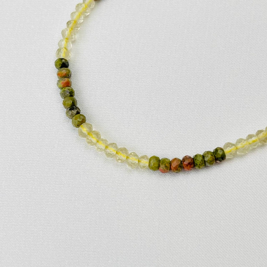 Браслет из Унакита и Лимонного кварца 16 см +