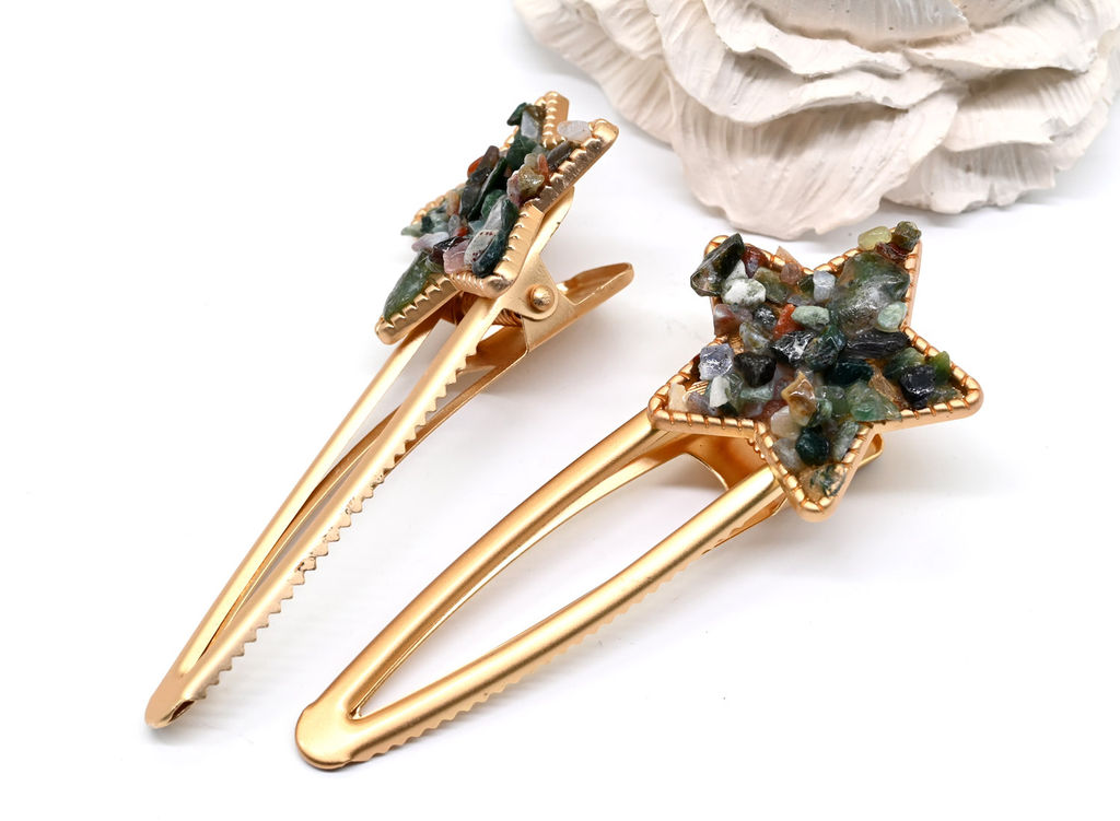 Заколка зажим Звезда с турмалином 7,5*3*1,8см - Радуга камня фото 15