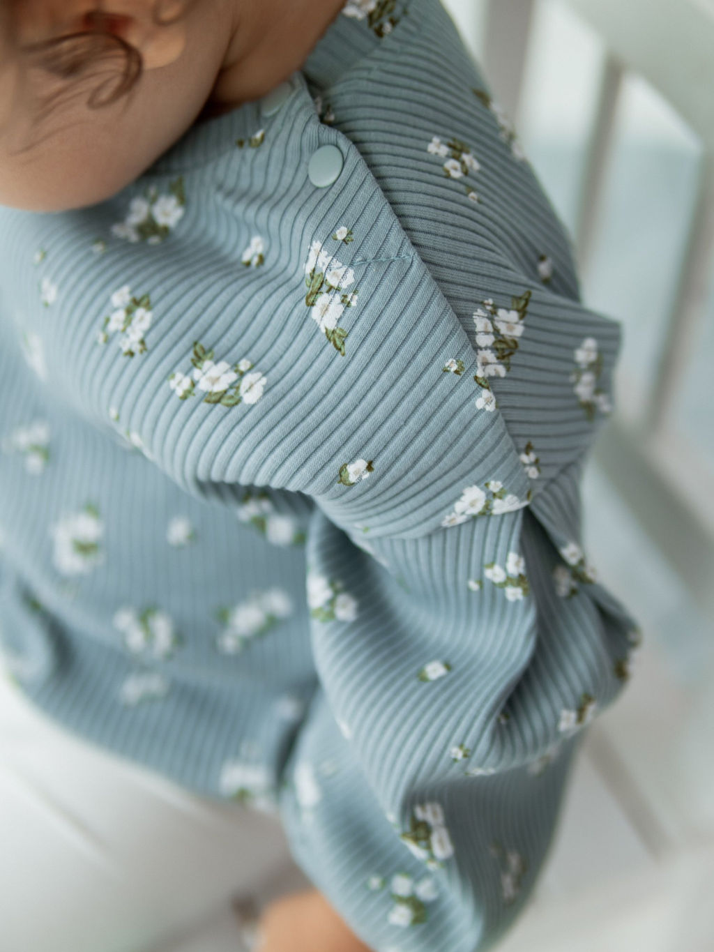 Лонгслив в рубчик Незабудки с объемными рукавами 0+ - Bungly фото 4