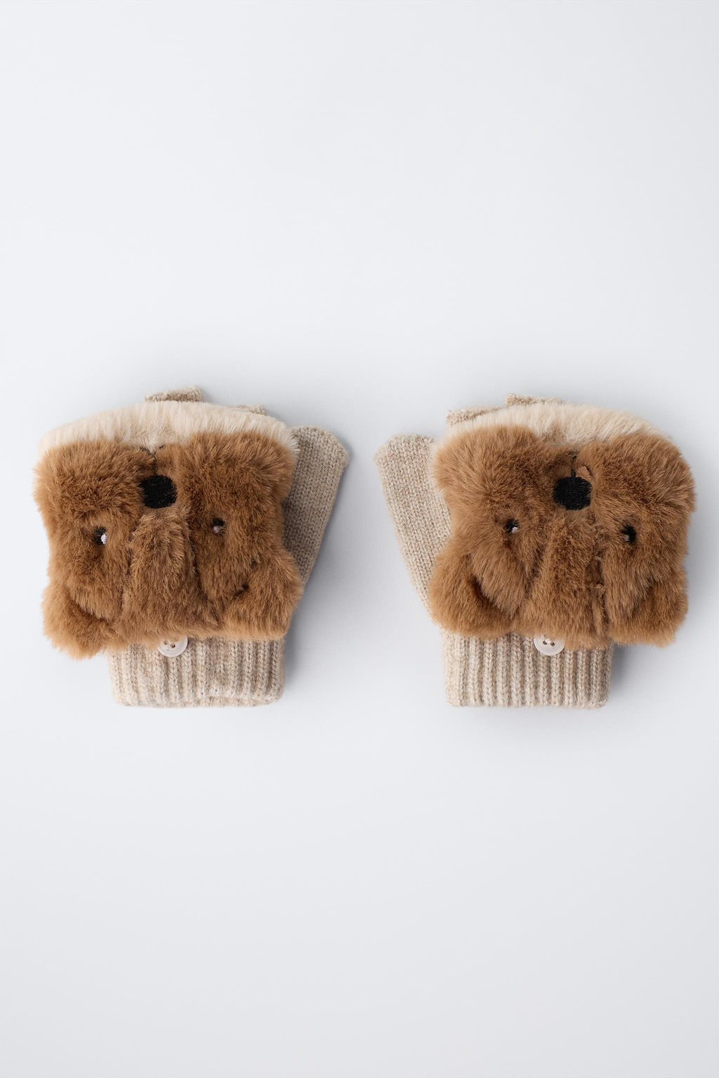 BEAVER FUR EFFECT MITTEN GLOVES - Zara фото 4