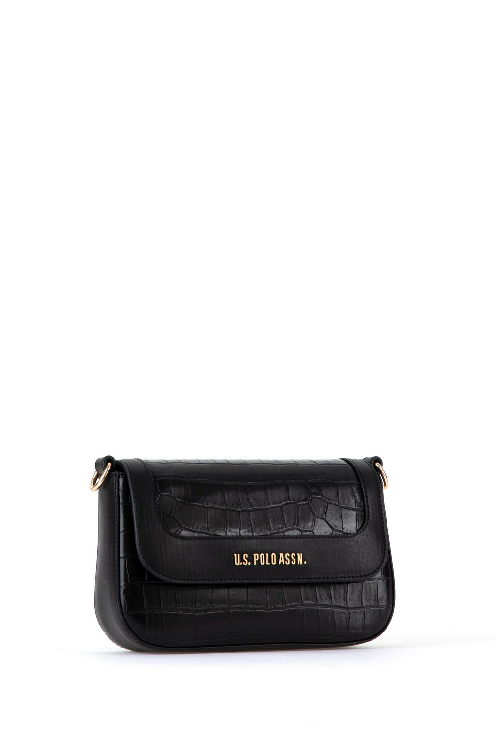 Женская черная сумка через плечо из крокодиловой кожи - U.s. polo assn фото 4