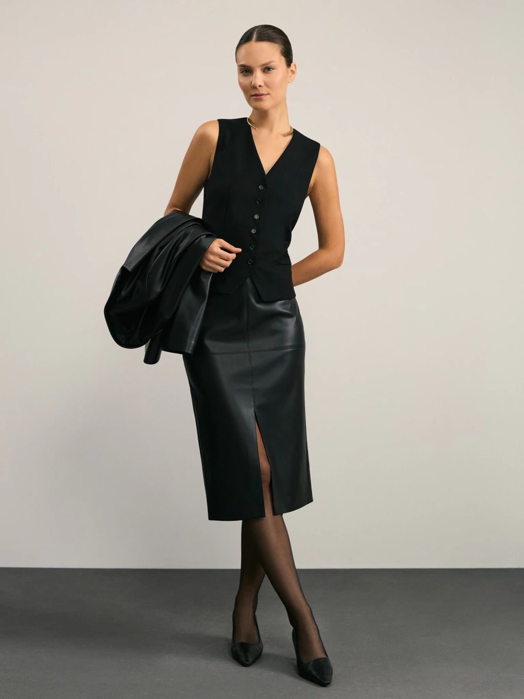 Юбка миди из искусственной кожи / Zarina  фото 2