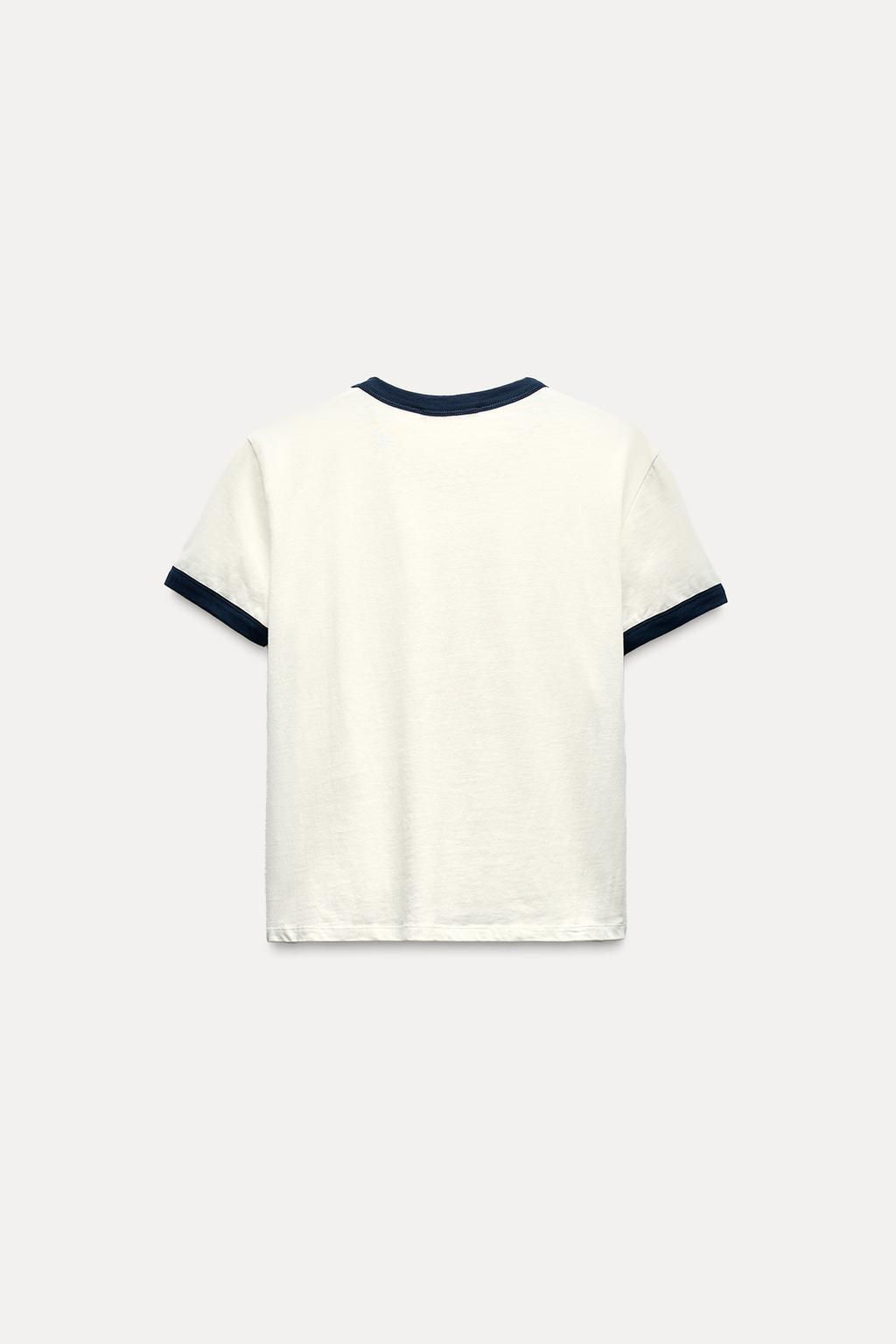 RIBBED T-SHIRT WITH SLOGAN - Zara фото 7