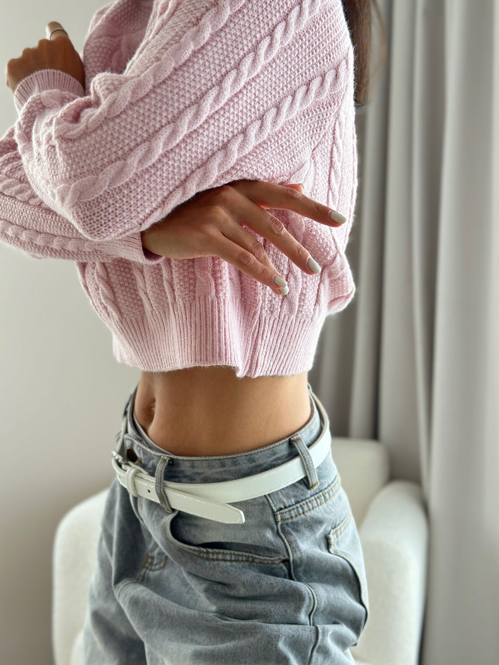 Кроп-свитер Эми (розовый) One Size - Nadi bordo фото 9