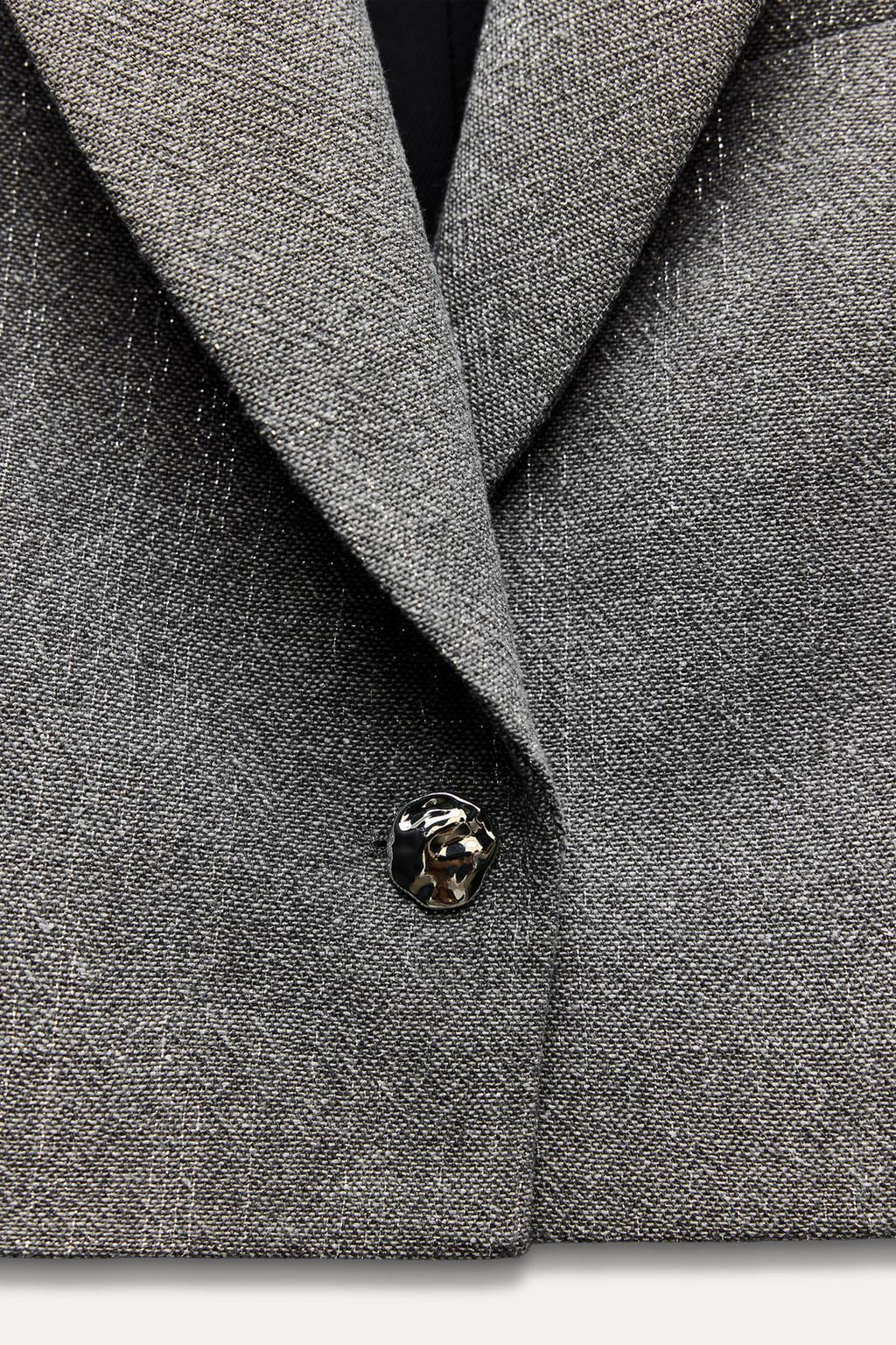 METALLIC THREAD CROPPED BLAZER - Zara фото 6