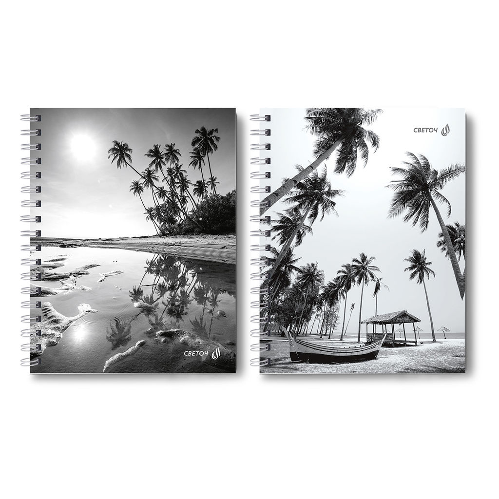 Светоч Т213 Тетрадь общая с твердой обложкой, матовая ламинация A5 96 л. на гребне 65 г/кв.м , белизна 100 % 4 шт. клетка 01558 Сквозь солнечные очки