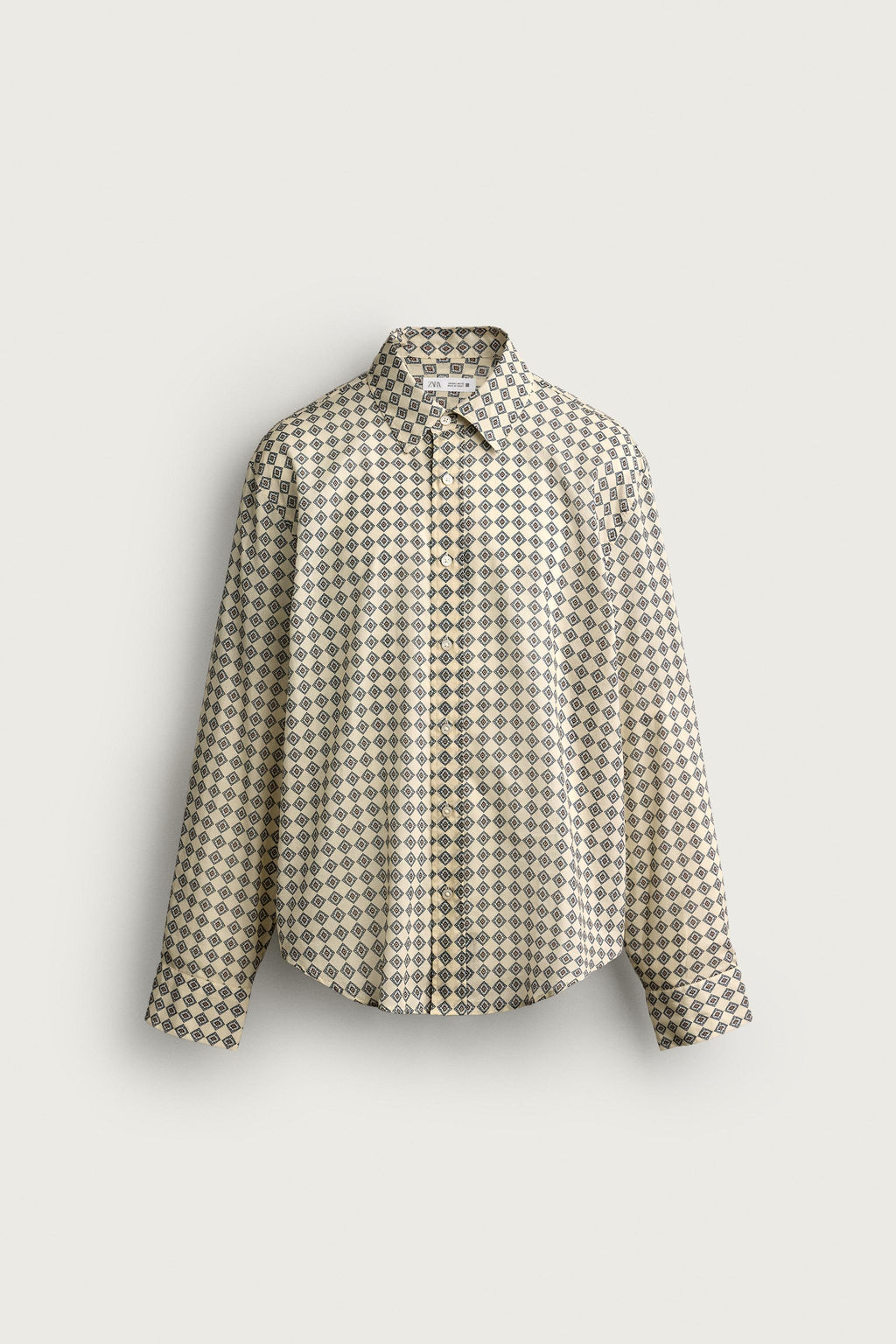 CAMISA RELAXED FIT ESTAMPADO GEOM?TRICO / Piedra - Zara фото 7