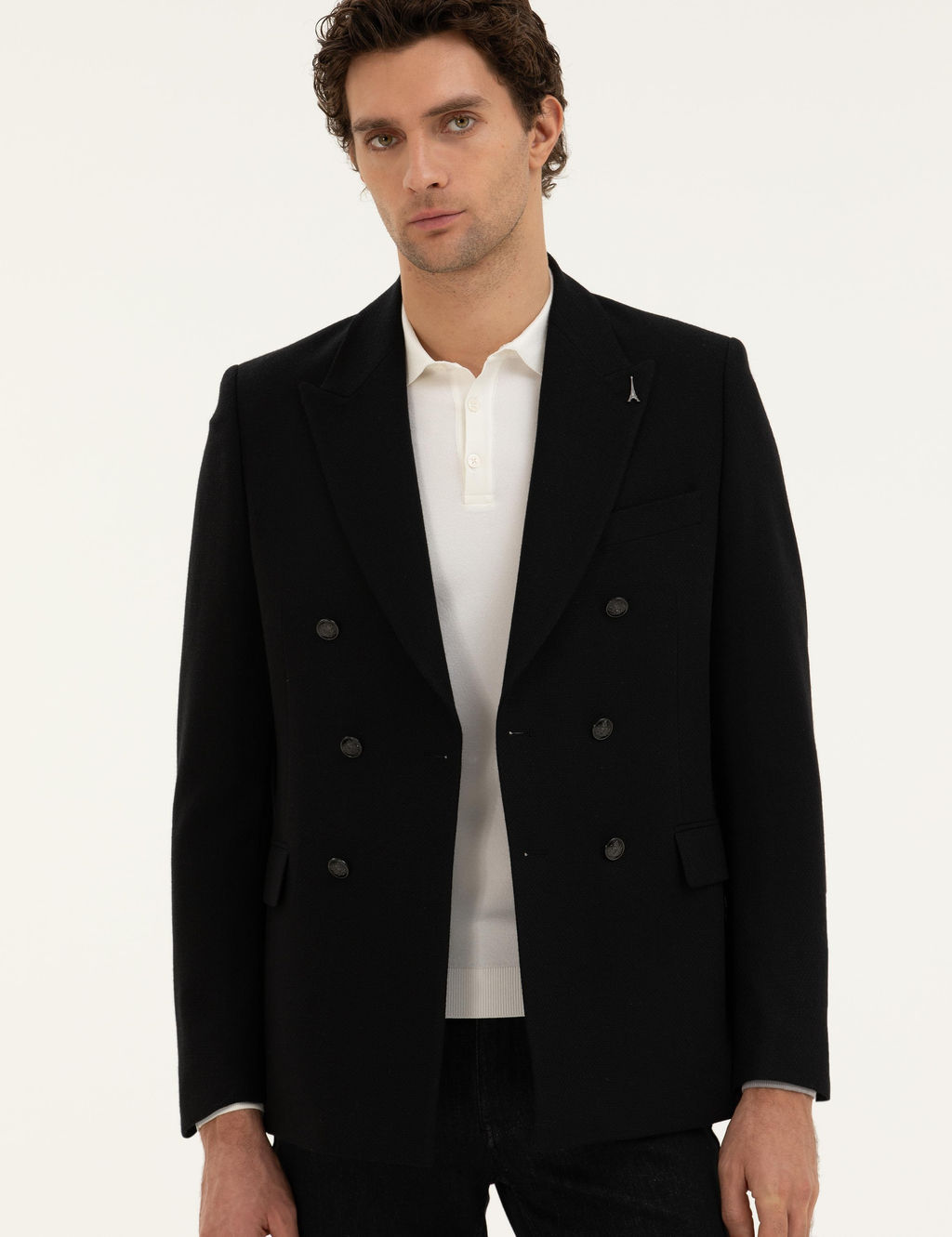 Черная приталенная куртка из смесовой шерсти - Cacharel фото 3