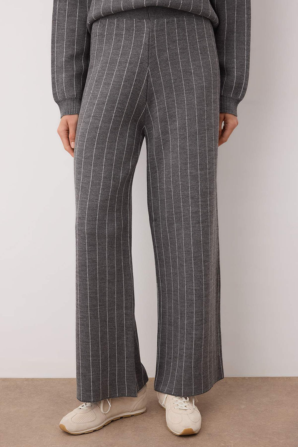 Siyah Cizgili Smart Kazak-Pantolon Triko Alt - Ust Tak?m TWOAW26AU00018 - Trendyolmilla фото 7