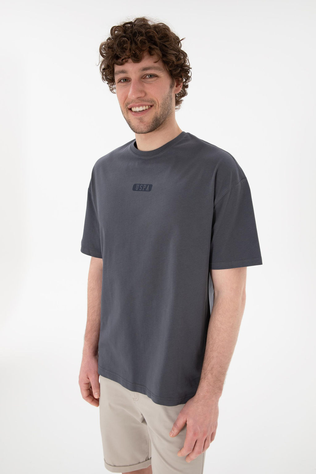 Erkek Oversize Fit Bisiklet Yaka Antrasit Ti__rt Sepette S_rpriz _ndirim - U.s. polo assn фото 4