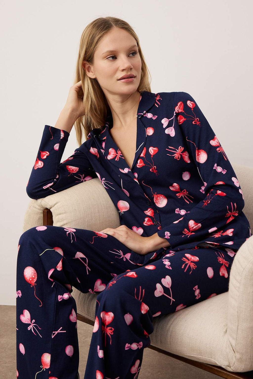 Ekru %100 Pamuklu Kalpli Orme Pijama Tak?m? THMAW25PT00141 - Trendyolmilla фото 7