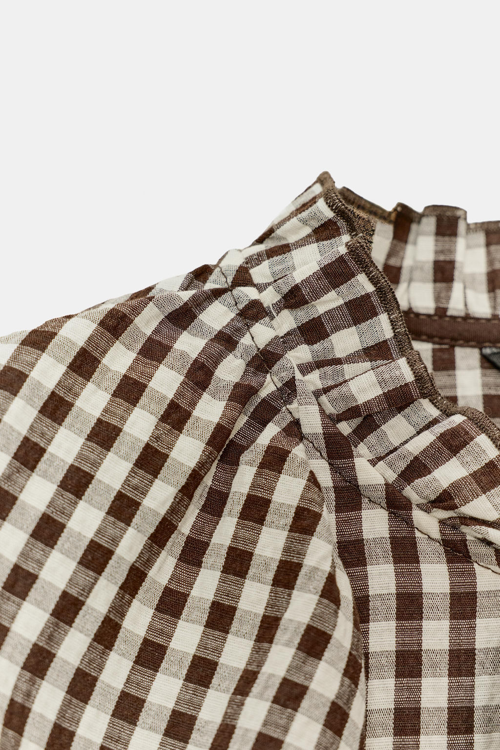 RUFFLED GINGHAM BLOUSE - Zara фото 5