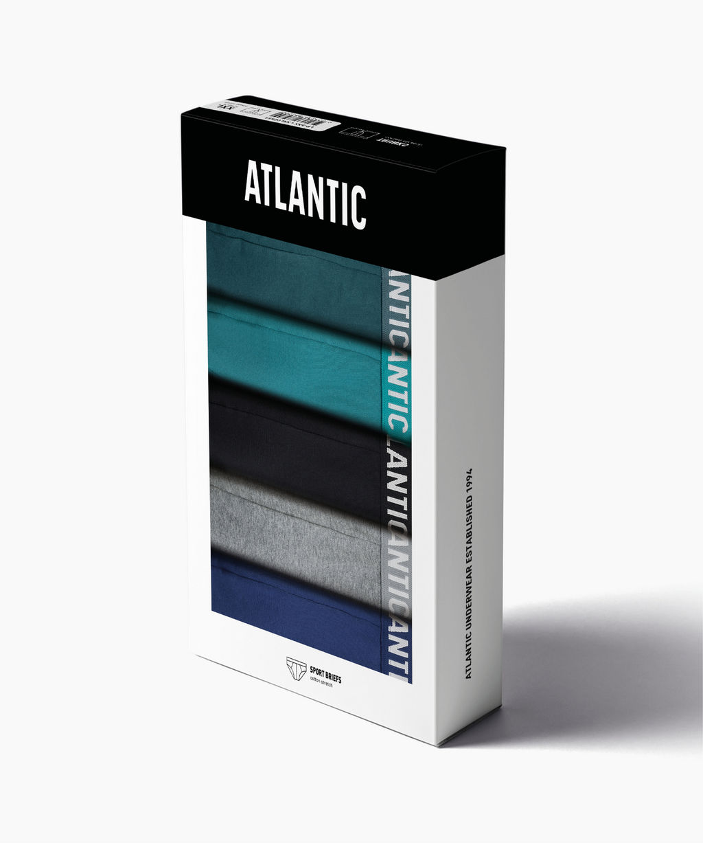 ATLANTIC 5SMP-004 Трусы спорт Solid - набор (5 шт.) морской + бирюзово-зеленый + черный + серый меланж + темно-голубой фото 9