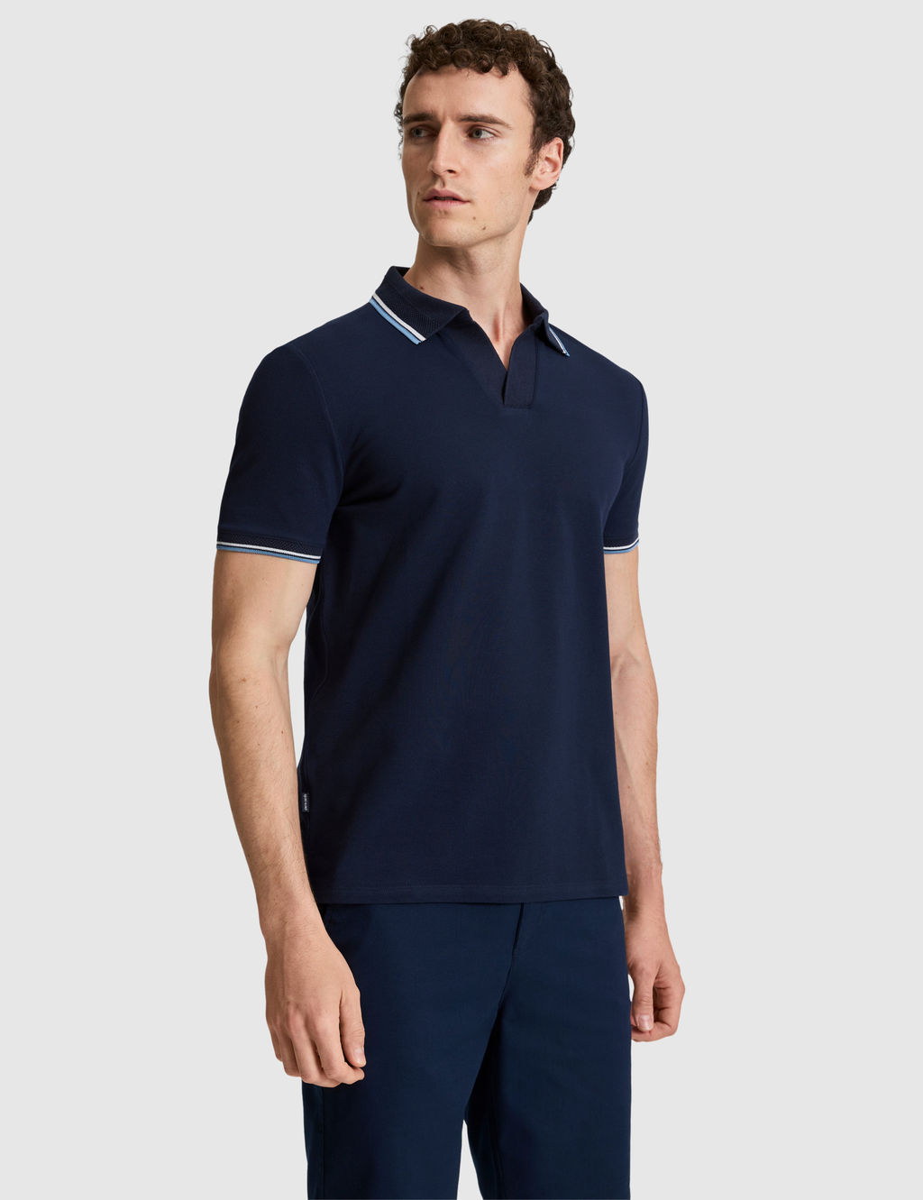 Lacivert Slim Fit %100 Pamuk Apa_ Yaka Ti__rt