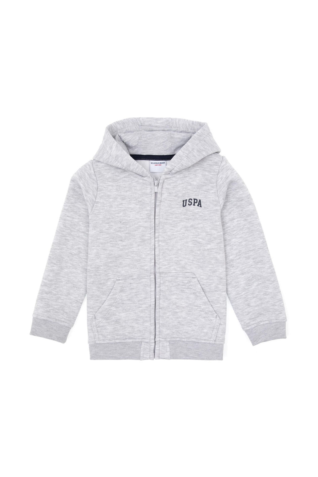 Толстовка на молнии U.S. Polo Assn светло-серая из хлопка