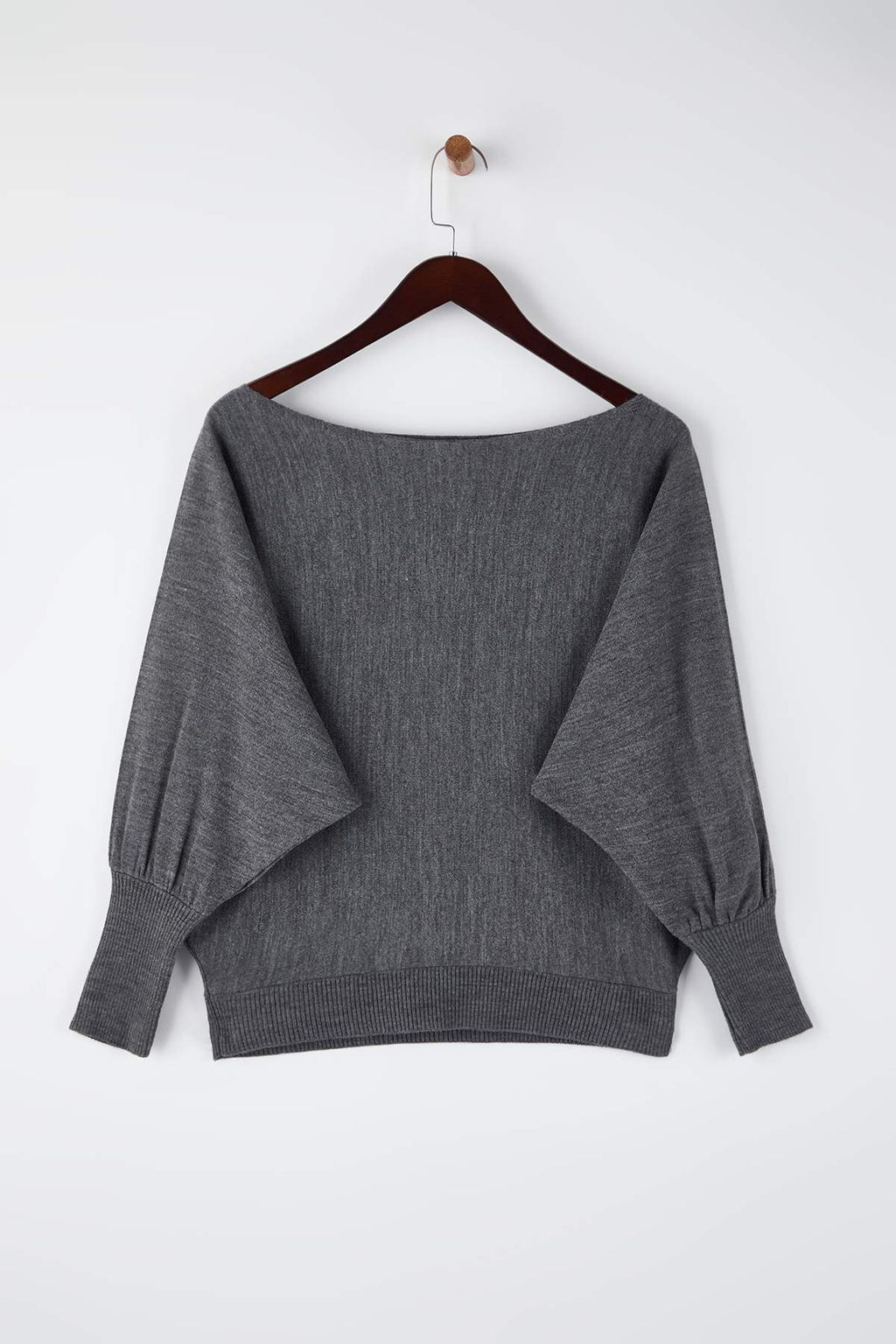 Siyah Genis Kal?p Yarasakol Kay?k Yaka Triko Kazak TWOAW26KZ00198 - Trendyolmilla фото 13