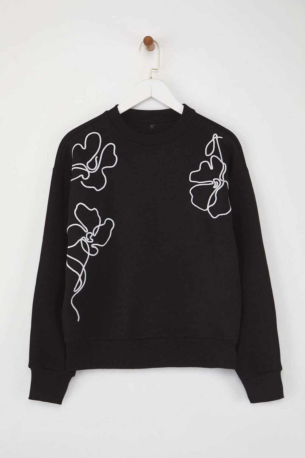 Siyah Orme Nak?sl? Oversize/Genis Kal?p Sweatshirt TWOAW26SW00052