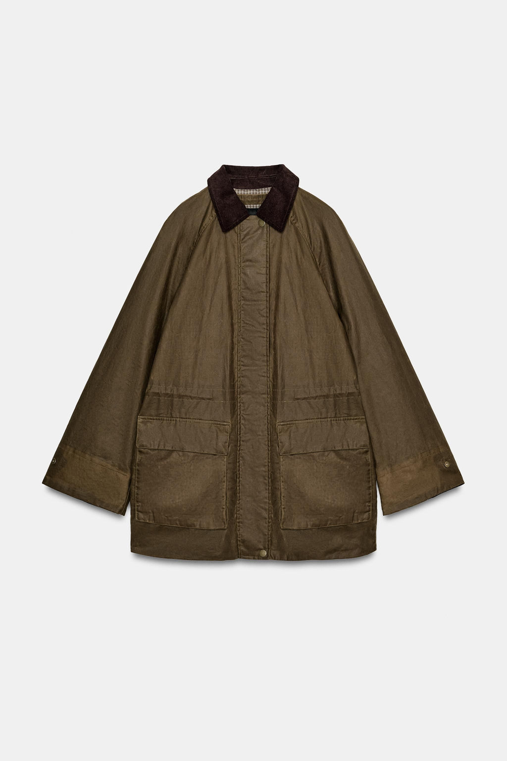 ZW COLLECTION WAXED JACKET WITH CORDUROY COLLAR - Zara фото 21