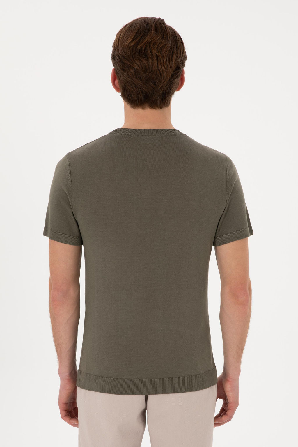Erkek Slim Fit Bisiklet Yaka Koyu Haki Ti__rt Sepette S_rpriz _ndirim - U.s. polo assn фото 5