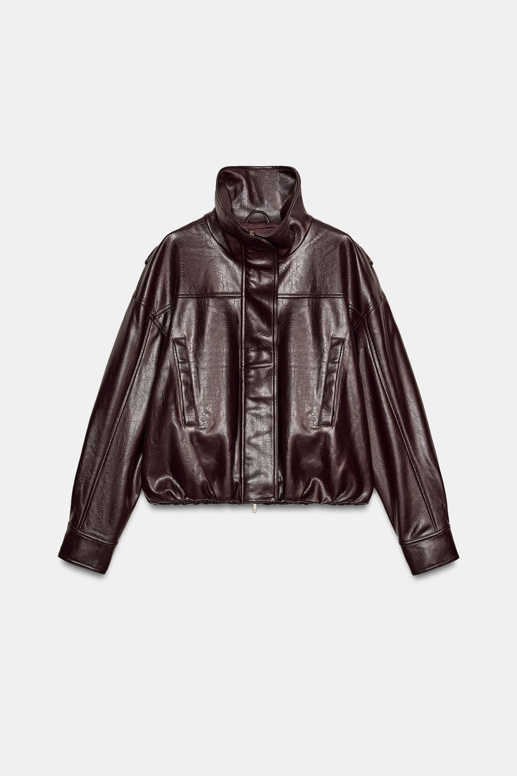 LEATHER EFFECT JACKET WITH PLEATS - Zara фото 5