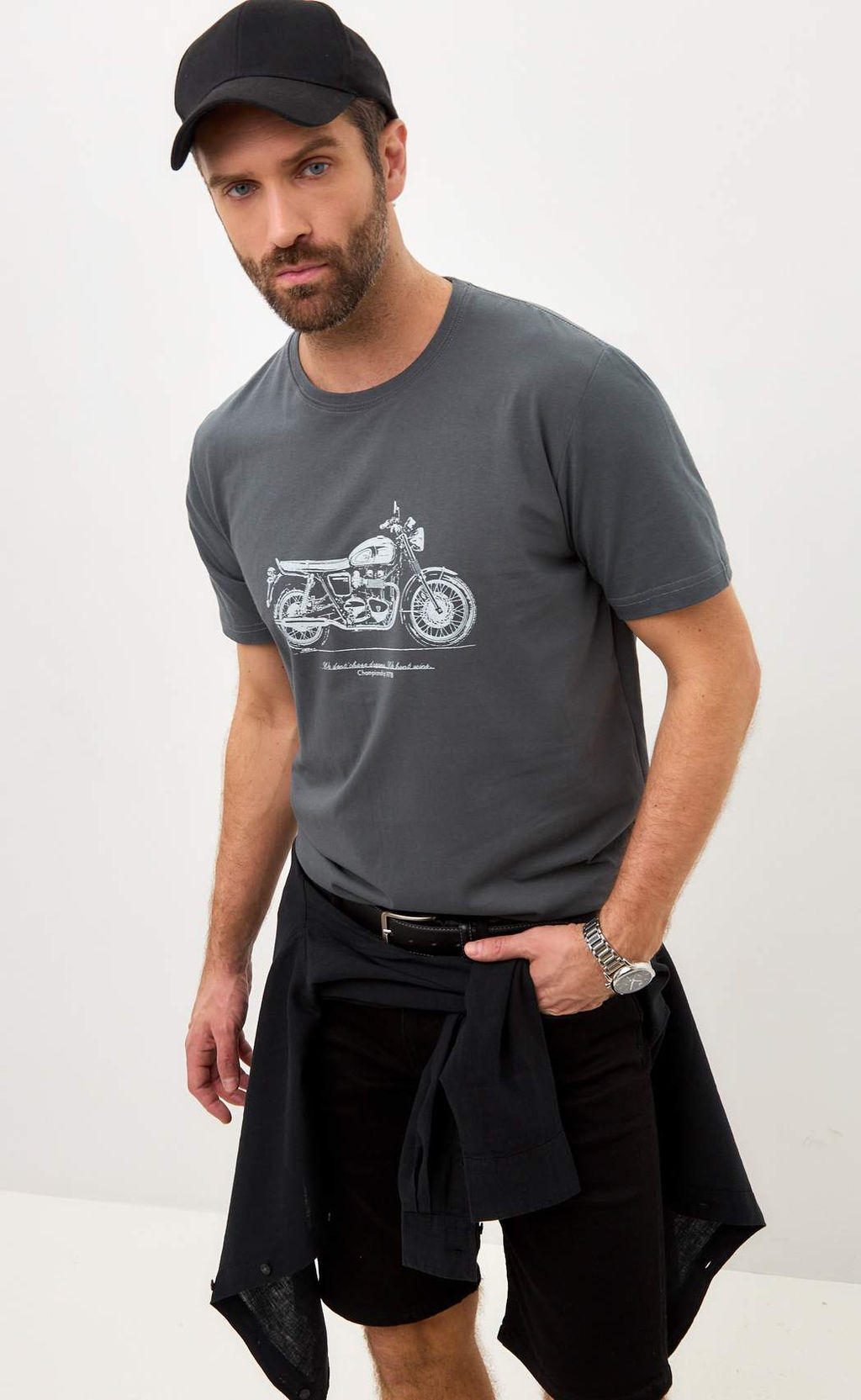 Футболка мужская с принтом F011-06-30 тёмно-серая - Fine joyce фото 13