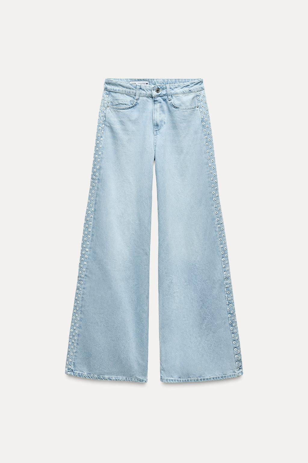 Z1975 WIDE-LEG HIGH-WAIST JEANS WITH CUTWORK EMBROIDERY - Zara фото 3