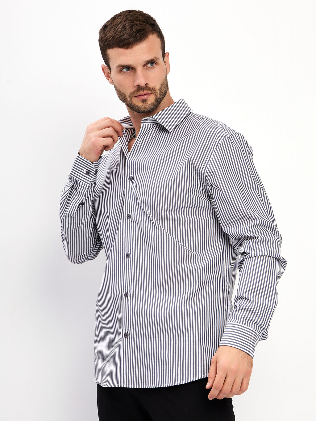 Сорочка мужская длинный рукав GREG 131/237/0243/ZN/1p STRETCH_V