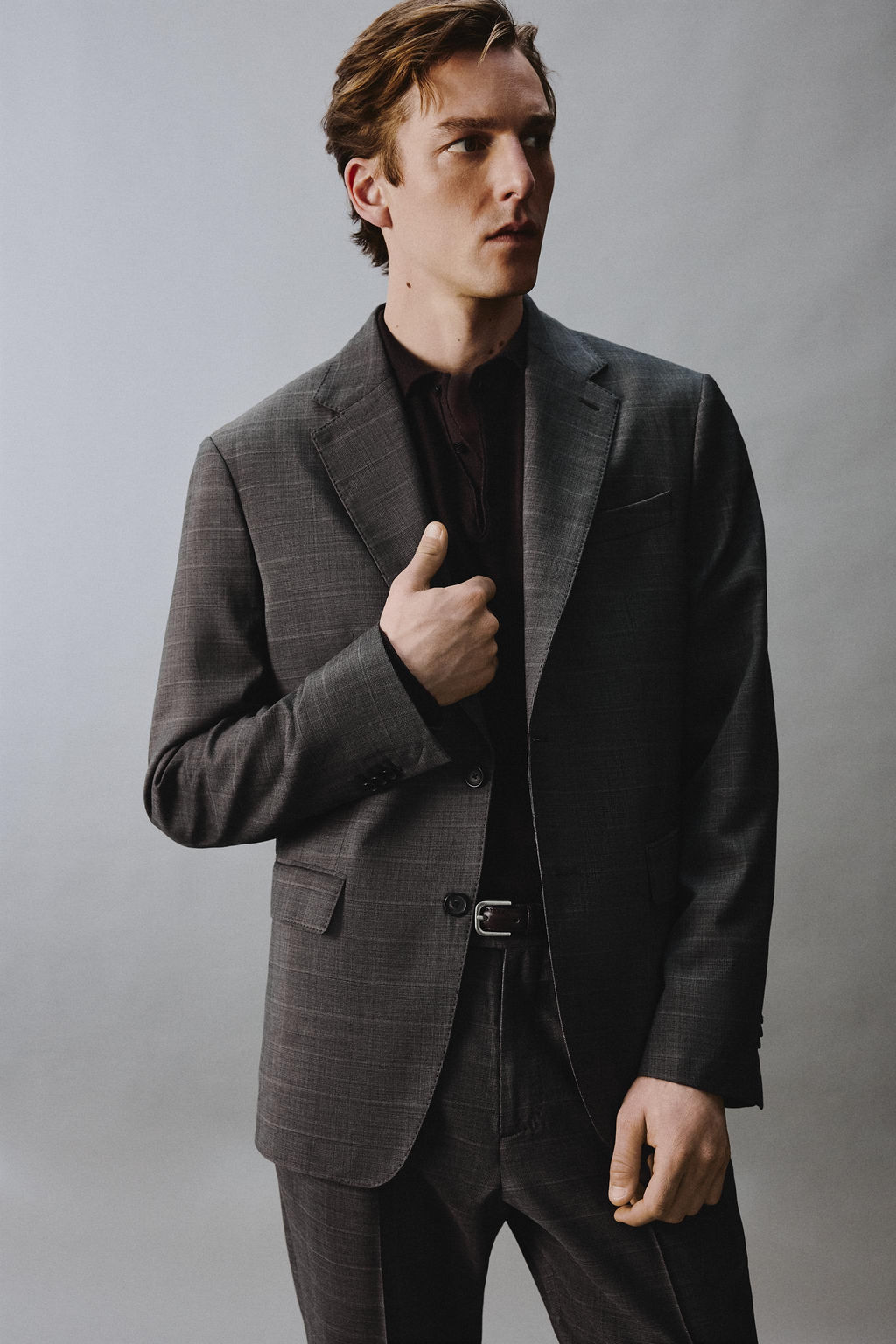 BLAZER TRAJE CUADROS 100% LANA / Marr?n - Zara фото 5