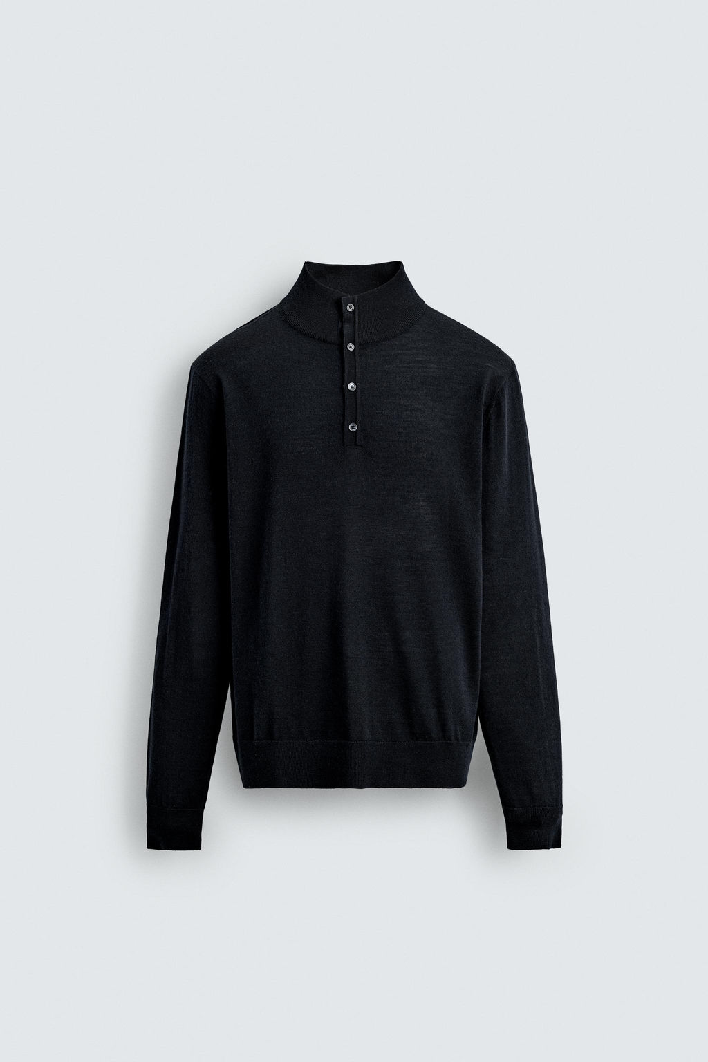 100% WOOL SWEATER WITH BUTTON NECK - Zara фото 7